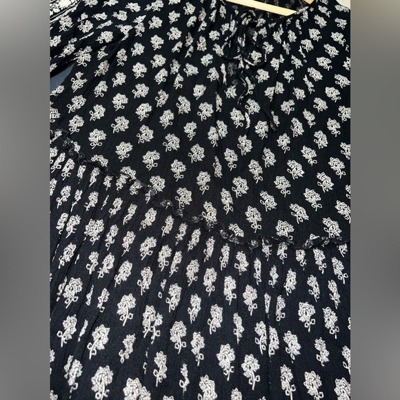 ZARA Black Printed Cinched Waist Dress size Small EUC - Picture 3 of 9